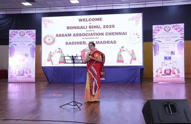 Purabi Bordoloi singing on stage at Rongali Bihu 2025
